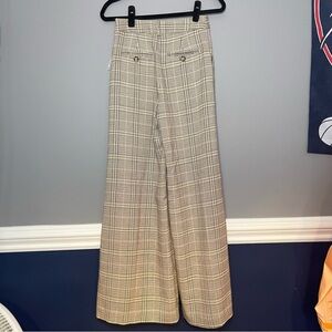 Anthropologie Plaid Wide Leg Pants - Cream and Black